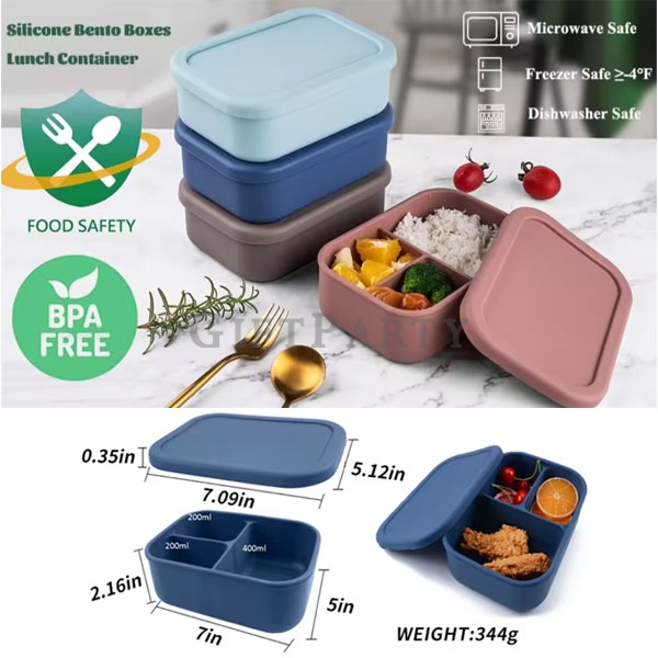 硅膠餐盒,環保禮品,環保贈品,禮品,食品級矽膠可微波三格餐盒