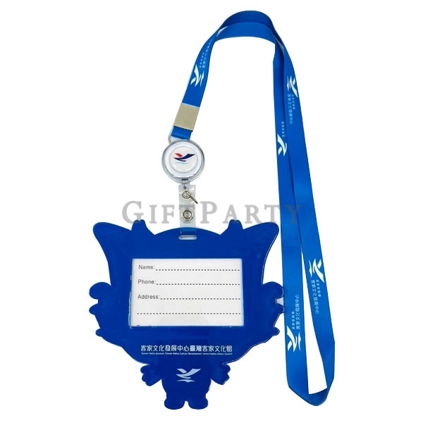 Customized PVC hang tag with lanyard,客製PVC吊牌含溜溜球織帶3