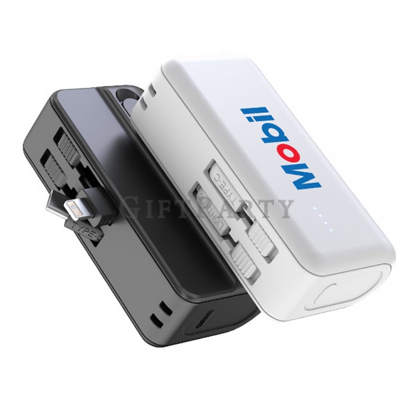 雙接頭膠囊行動電源附支架,Dual Connector Capsule PowerBank with Stand