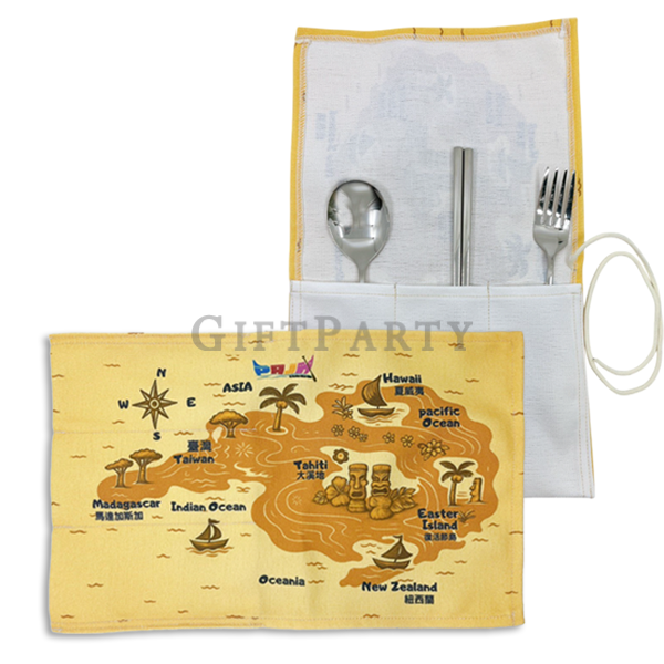 餐具組, 仿帆布餐具墊, 客製LOGO餐具, 環保餐具禮品, 企業贈品,Tableware sets, suede mats, custom logo tableware, eco-friendly
