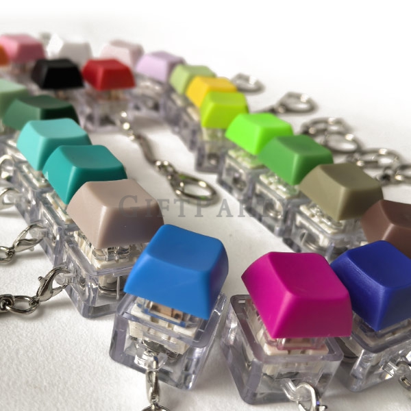 發光按鍵鎖圈-解壓鍵盤,Light-up Keychain, Mechanical Switch Fidget, Keyboard Keychain, Switch Tester, Gaming Sw
